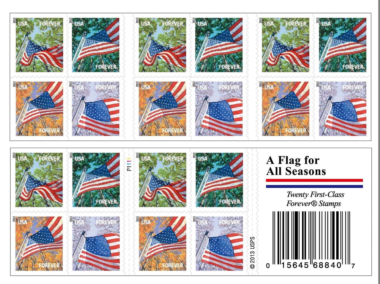 US Flags All Seasons Forever First Class Postage Stamps
